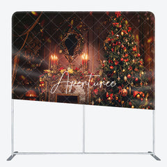 Aperturee - Aperturee Christmas Fireplace Vintage Tension Fabric Backdrop