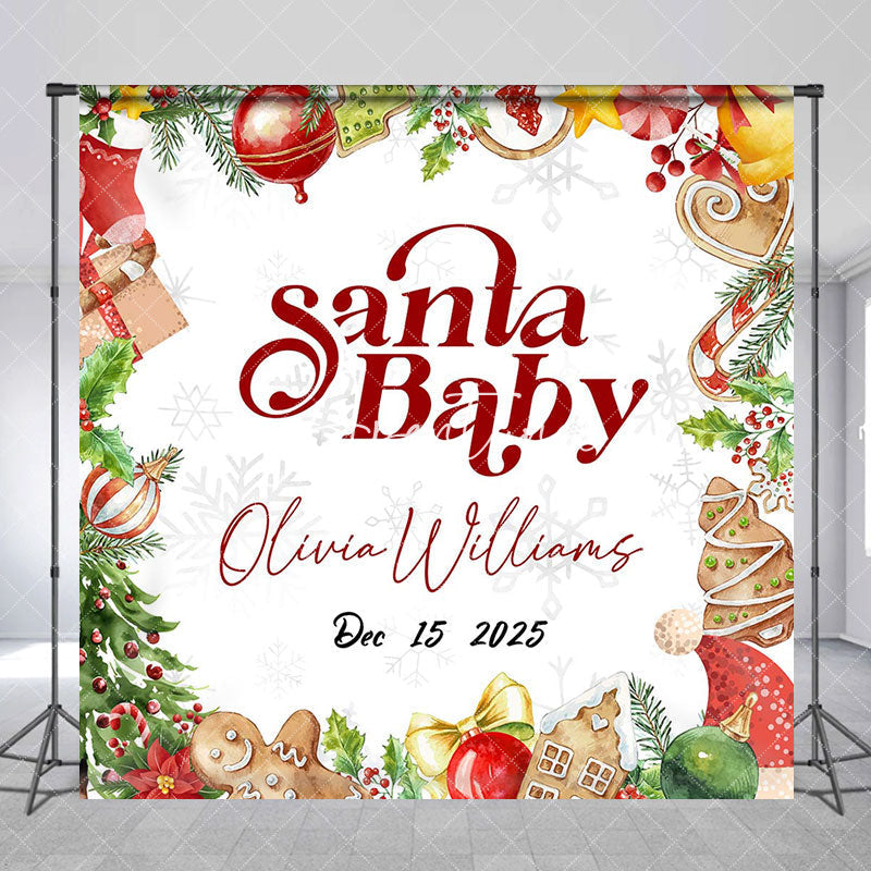 Aperturee - Aperturee Christmas Gift Bell Custom Name Baby Shower Backdrop