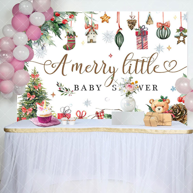 Aperturee - Aperturee Christmas Gifts A Merry Little Baby Shower Backdrop