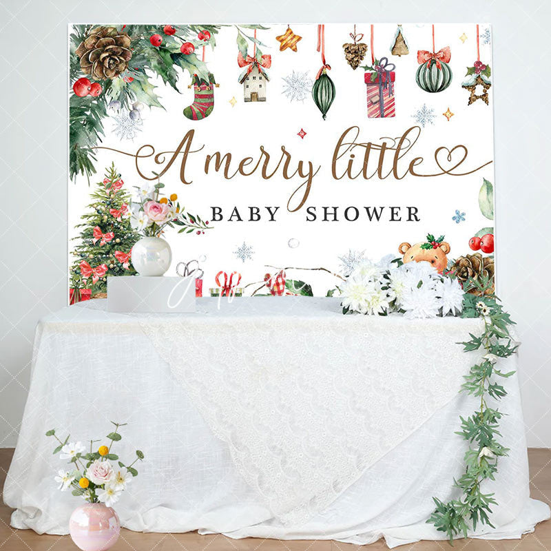 Aperturee - Aperturee Christmas Gifts A Merry Little Baby Shower Backdrop