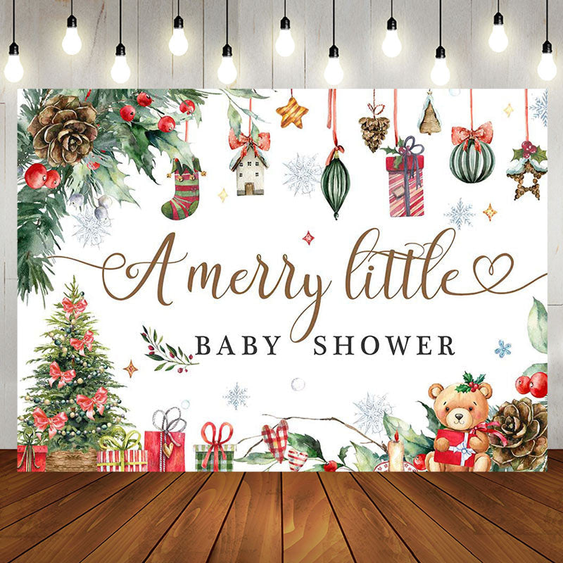 Aperturee - Aperturee Christmas Gifts A Merry Little Baby Shower Backdrop