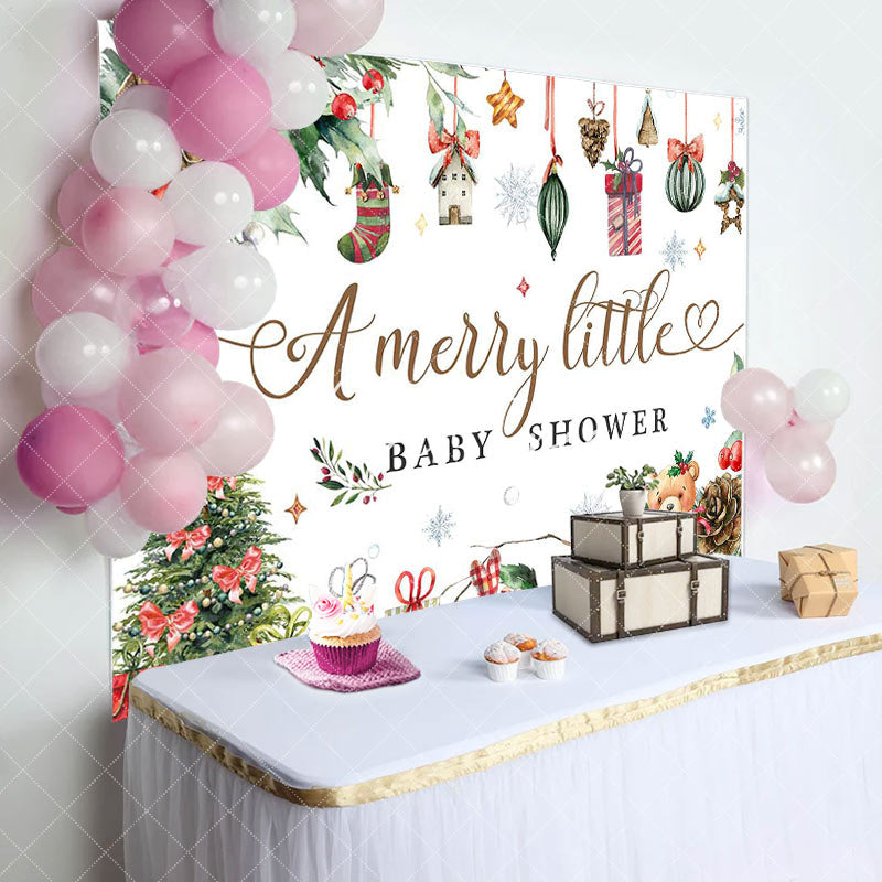 Aperturee - Aperturee Christmas Gifts A Merry Little Baby Shower Backdrop