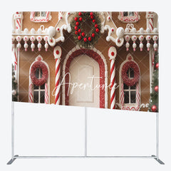 Aperturee - Aperturee Christmas Gingerbread House Photo Fabric Backdrop