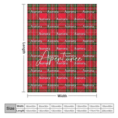 Aperturee - Aperturee Christmas Green Red Plaid Custom Repeat Name Blanket