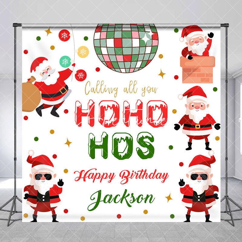 Aperturee - Aperturee Christmas Hohoho Custom Name Happy Birthday Backdrop