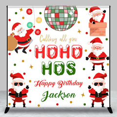 Aperturee - Aperturee Christmas Hohoho Custom Name Happy Birthday Backdrop