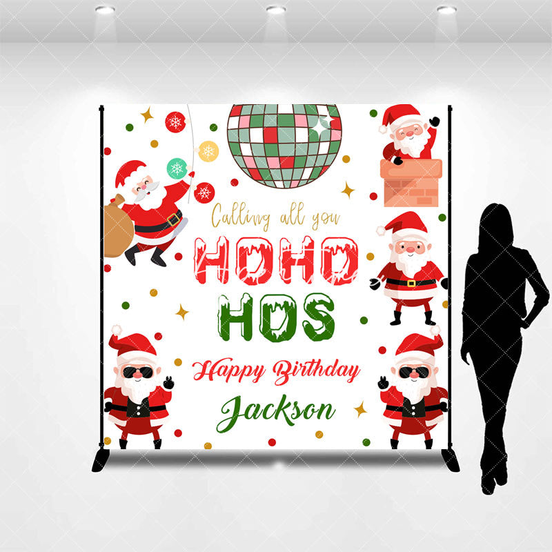 Aperturee - Aperturee Christmas Hohoho Custom Name Happy Birthday Backdrop