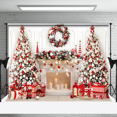 Aperturee - Aperturee Christmas Indoor Scene Candles Fireplace Backdrop