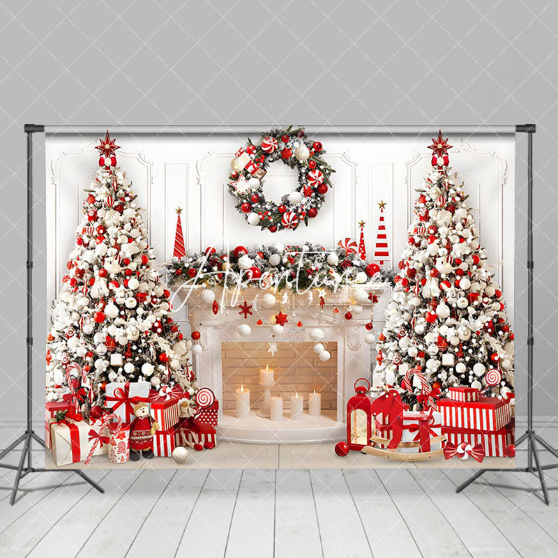 Aperturee - Aperturee Christmas Indoor Scene Candles Fireplace Backdrop