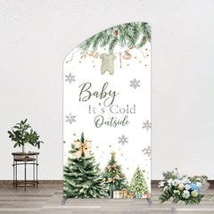 Aperturee - Aperturee Christmas Its Cold Outside Baby Shower Arch Backdrop