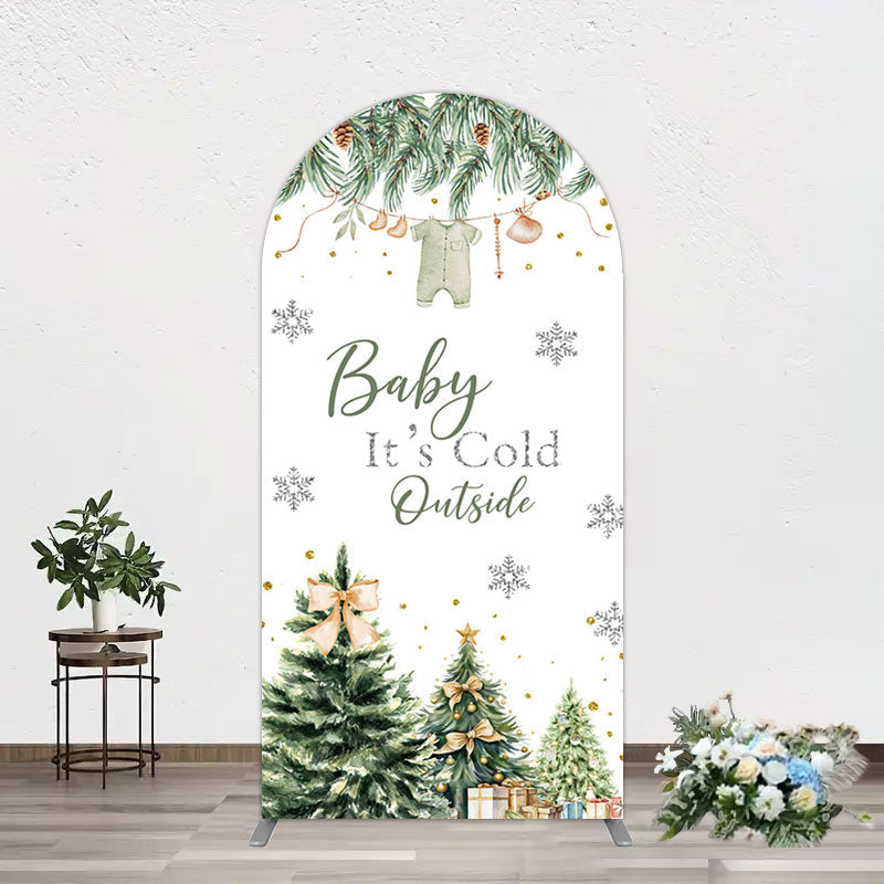 Aperturee - Aperturee Christmas Its Cold Outside Baby Shower Arch Backdrop