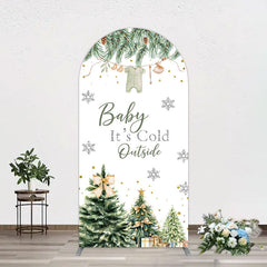 Aperturee - Aperturee Christmas Its Cold Outside Baby Shower Arch Backdrop