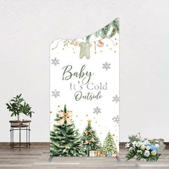 Aperturee - Aperturee Christmas Its Cold Outside Baby Shower Arch Backdrop