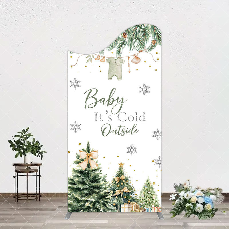 Aperturee - Aperturee Christmas Its Cold Outside Baby Shower Arch Backdrop