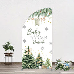 Aperturee - Aperturee Christmas Its Cold Outside Baby Shower Arch Backdrop