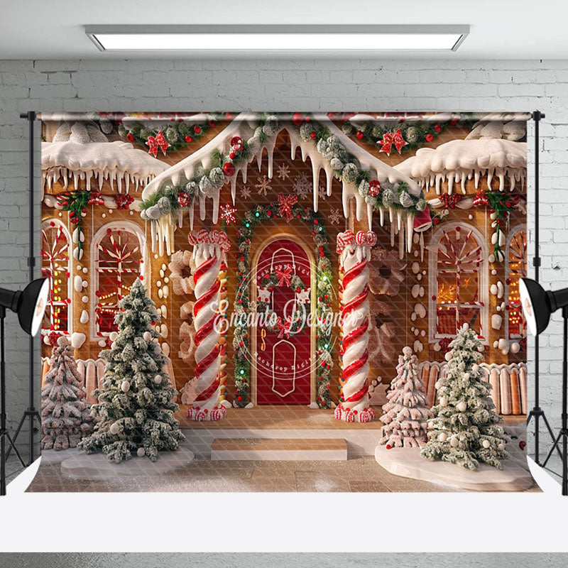 Aperturee - Aperturee Christmas Magical Candy Wonderland Backdrop For Photos