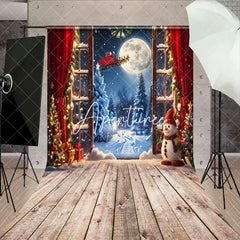 Aperturee - Aperturee Christmas Night Santa Wood Sweep Photo Studio Backdrop