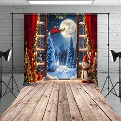 Aperturee - Aperturee Christmas Night Santa Wood Sweep Photo Studio Backdrop