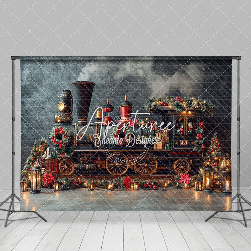 Aperturee - Aperturee Christmas Old Style Train Holiday Shiny Backdrop