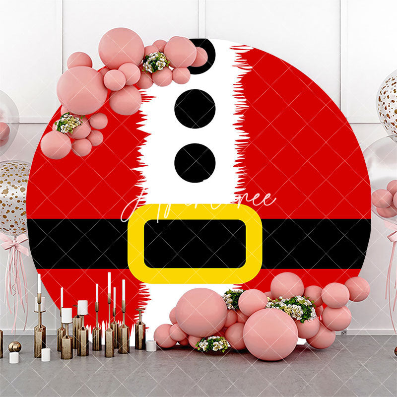 Aperturee - Aperturee Christmas Red Santa Claus Black Belt Round Backdrop