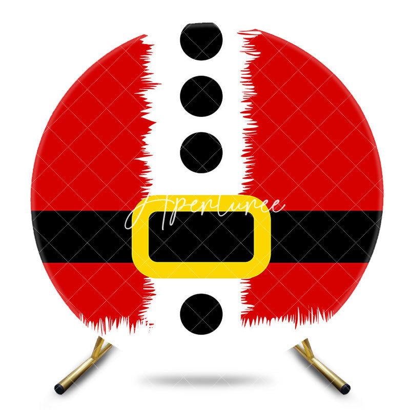 Aperturee - Aperturee Christmas Red Santa Claus Black Belt Round Backdrop