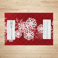 Aperturee - Aperturee Christmas Red White Snowflake Set Of 4 Placemats