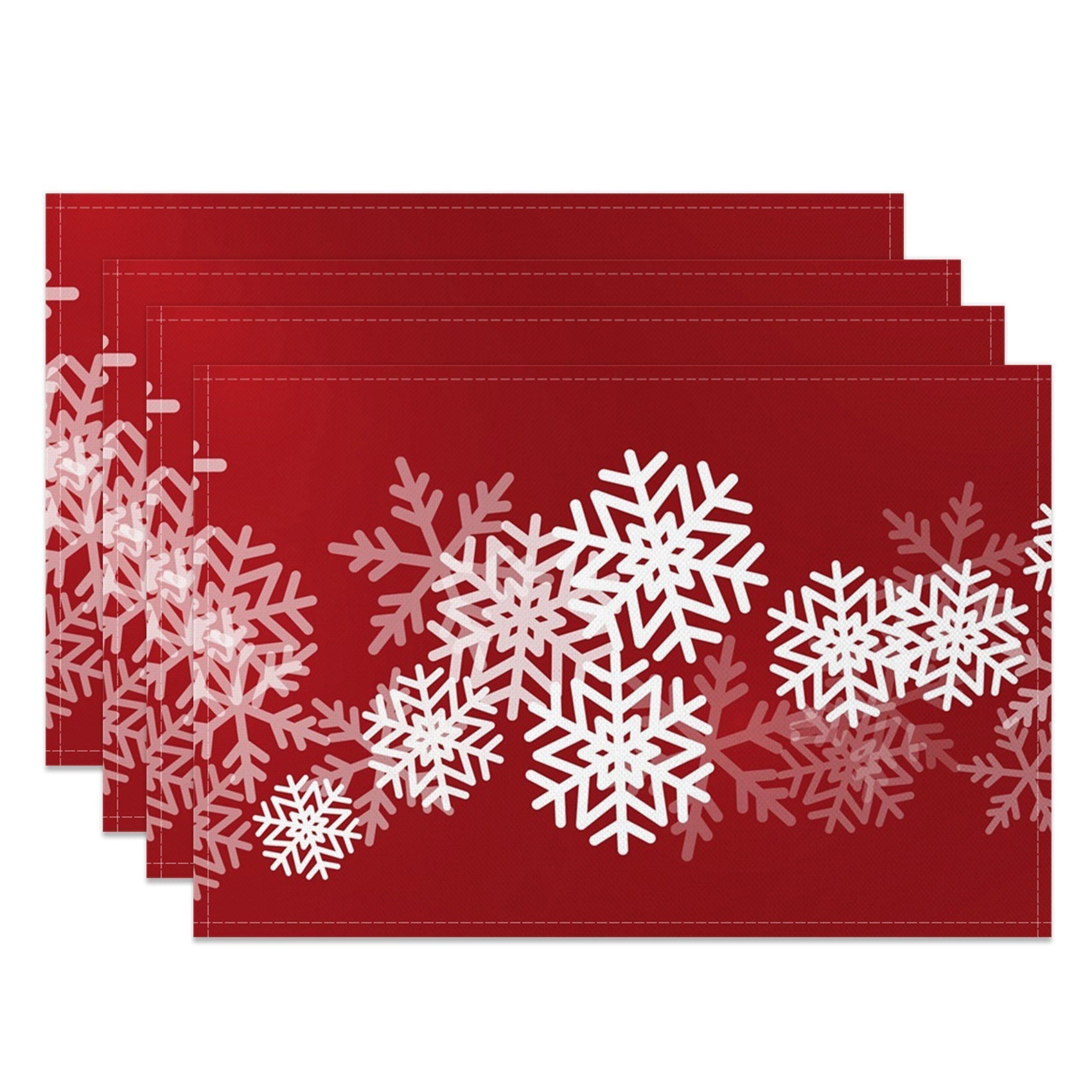 Aperturee - Aperturee Christmas Red White Snowflake Set Of 4 Placemats