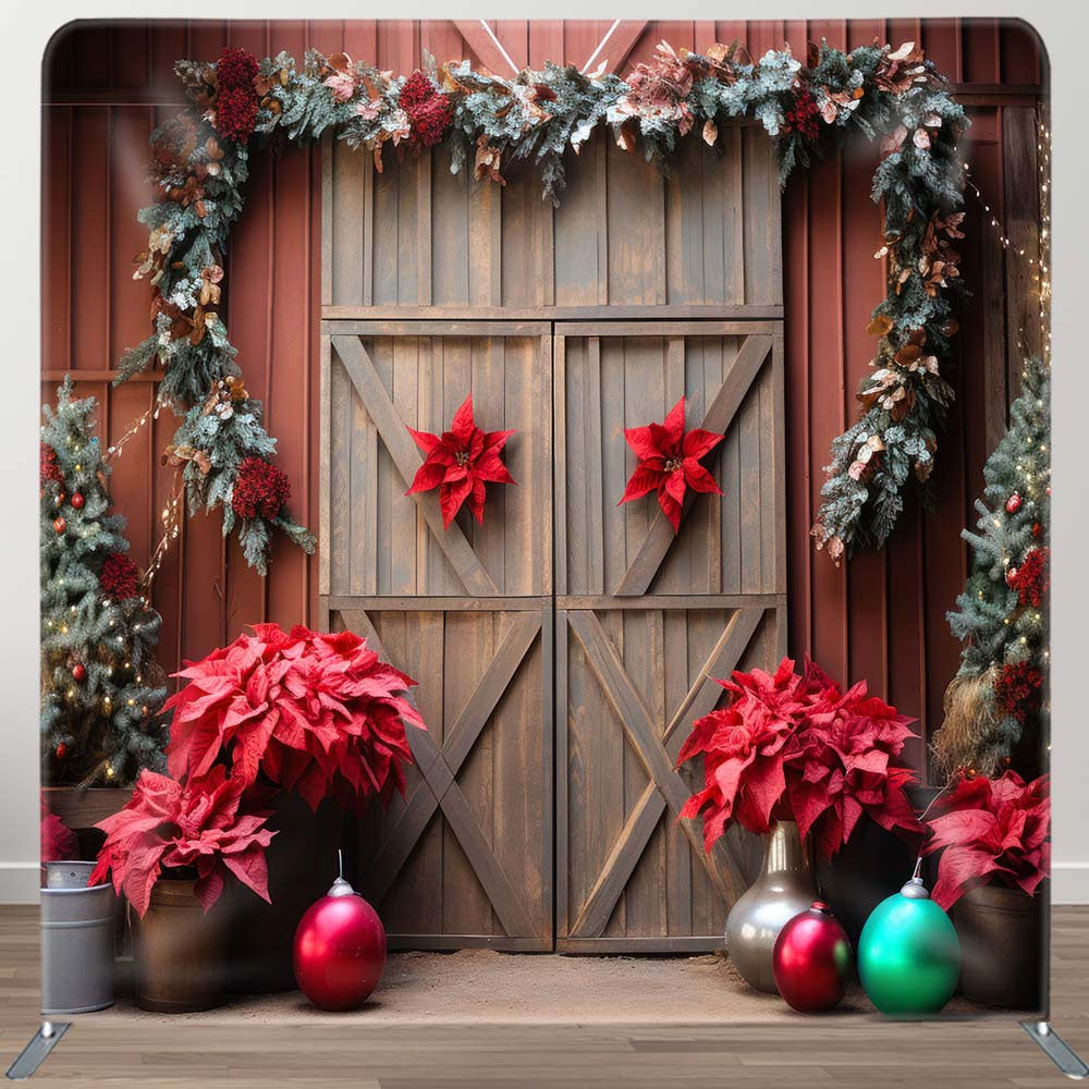 Aperturee - Aperturee Christmas Red Wood Door Event Photo Booth Backdrop