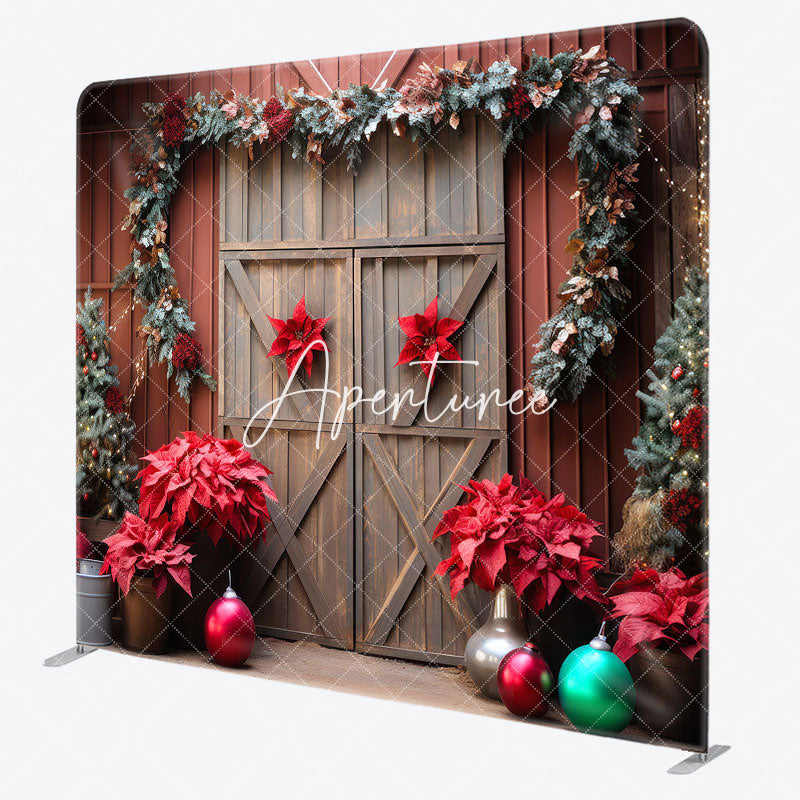 Aperturee - Aperturee Christmas Red Wood Door Event Photo Booth Backdrop