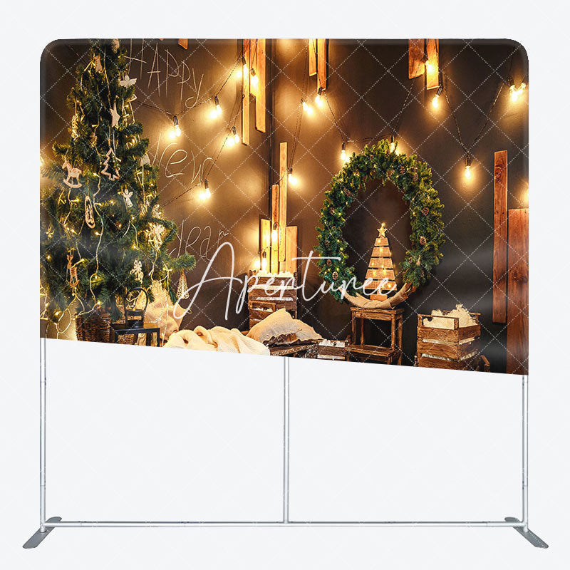 Aperturee - Aperturee Christmas Room Party Square Tension Fabric Backdrop