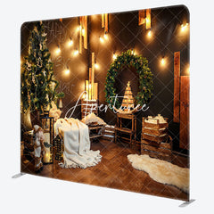 Aperturee - Aperturee Christmas Room Party Square Tension Fabric Backdrop