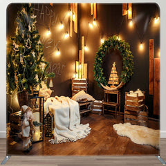 Aperturee - Aperturee Christmas Room Party Square Tension Fabric Backdrop