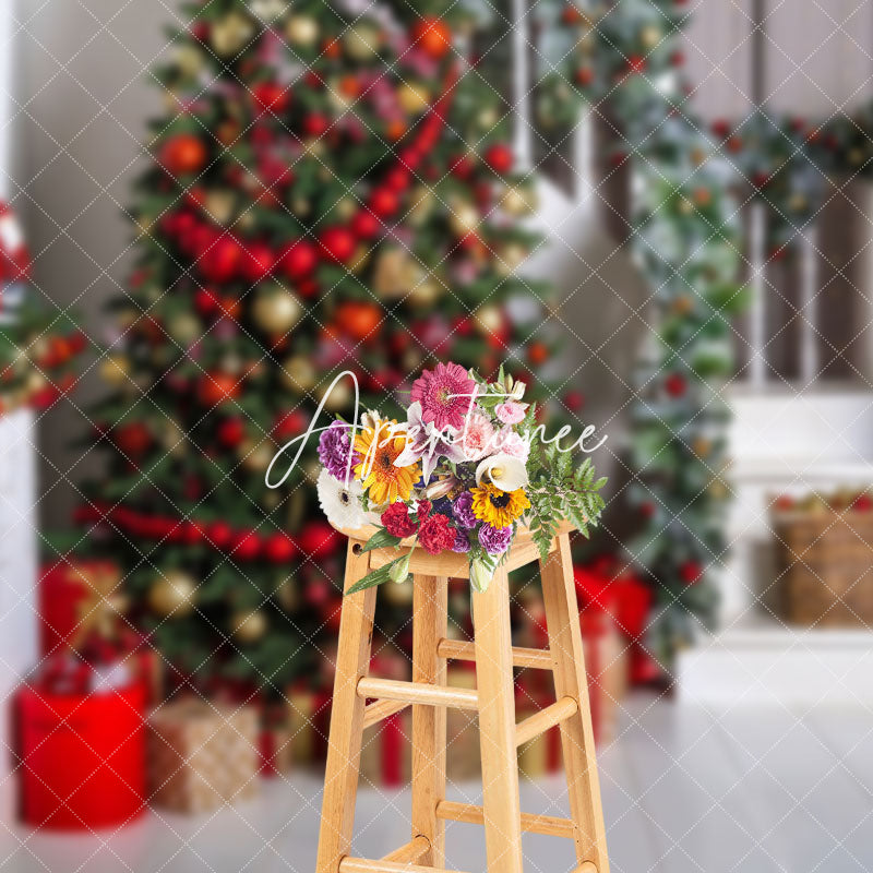 Aperturee - Aperturee Christmas Scene Decorated Fireplace Festive Backdrop