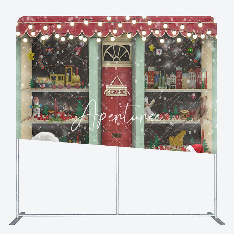 Aperturee - Aperturee Christmas Shop Glitter Snowman Square Arch Backdrop