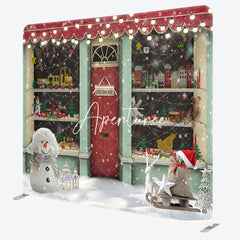 Aperturee - Aperturee Christmas Shop Glitter Snowman Square Arch Backdrop