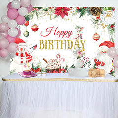 Aperturee - Aperturee Christmas Snowman Desserts Happy Birthday Backdrop