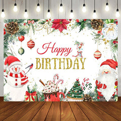 Aperturee - Aperturee Christmas Snowman Desserts Happy Birthday Backdrop