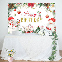 Aperturee - Aperturee Christmas Snowman Desserts Happy Birthday Backdrop