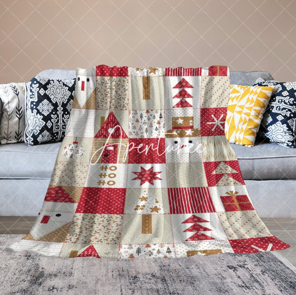 Aperturee - Aperturee Christmas Snowman Hohoho Trees Plaid Custom Blanket