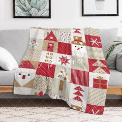 Aperturee - Aperturee Christmas Snowman Hohoho Trees Plaid Custom Blanket