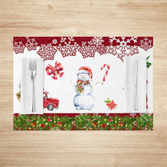 Aperturee - Aperturee Christmas Snowman Truck Gifts Set Of 4 Placemats