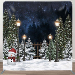 Aperturee - Aperturee Christmas Snowy Night Double-Sided Square Backdrop