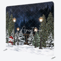 Aperturee - Aperturee Christmas Snowy Night Double-Sided Square Backdrop