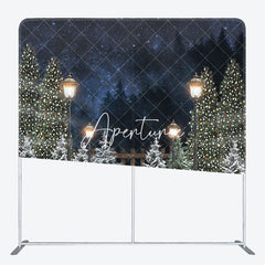 Aperturee - Aperturee Christmas Snowy Night Double-Sided Square Backdrop