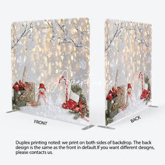 Aperturee - Aperturee Christmas Snowy Snowman Bokeh Tension Fabric Backdrop