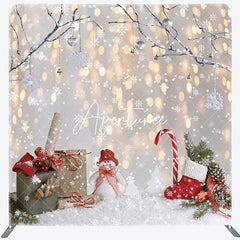 Aperturee - Aperturee Christmas Snowy Snowman Bokeh Tension Fabric Backdrop