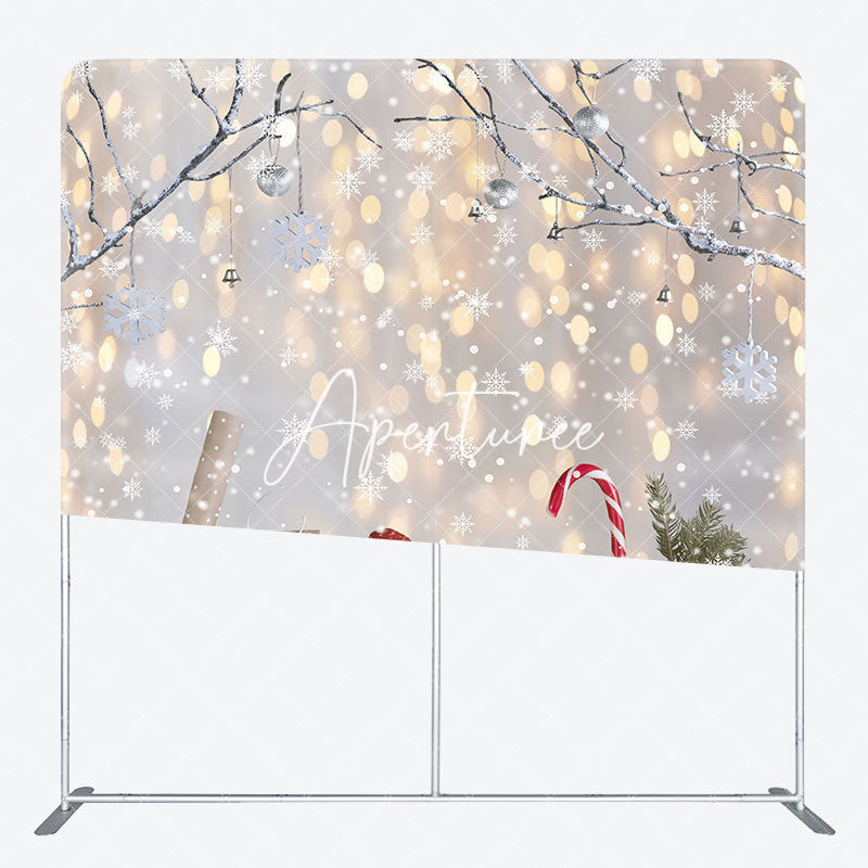 Aperturee - Aperturee Christmas Snowy Snowman Bokeh Tension Fabric Backdrop