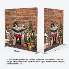 Aperturee - Aperturee Christmas Sock Fireplace Bricks Pillow Case Backdrop