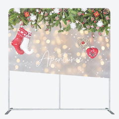 Aperturee - Aperturee Christmas Socks Gold Glitter Pillow Case Backdrop