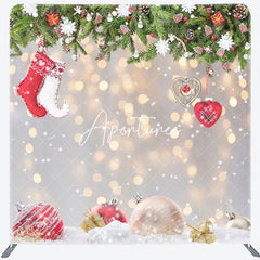 Aperturee - Aperturee Christmas Socks Gold Glitter Pillow Case Backdrop